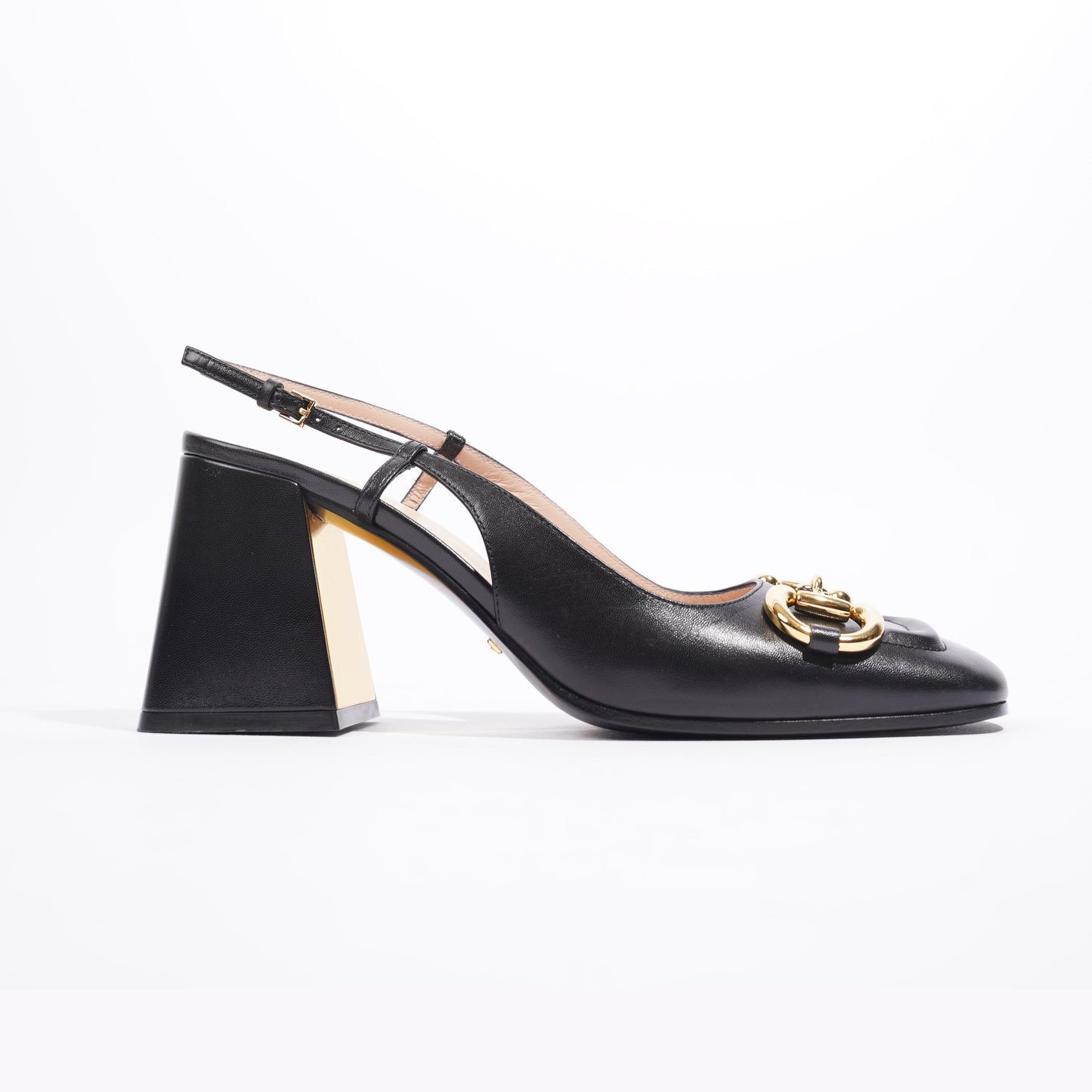 Gucci Mid Heel Sling Back With Horsebit Black Leather EU 38.5 UK 5.5