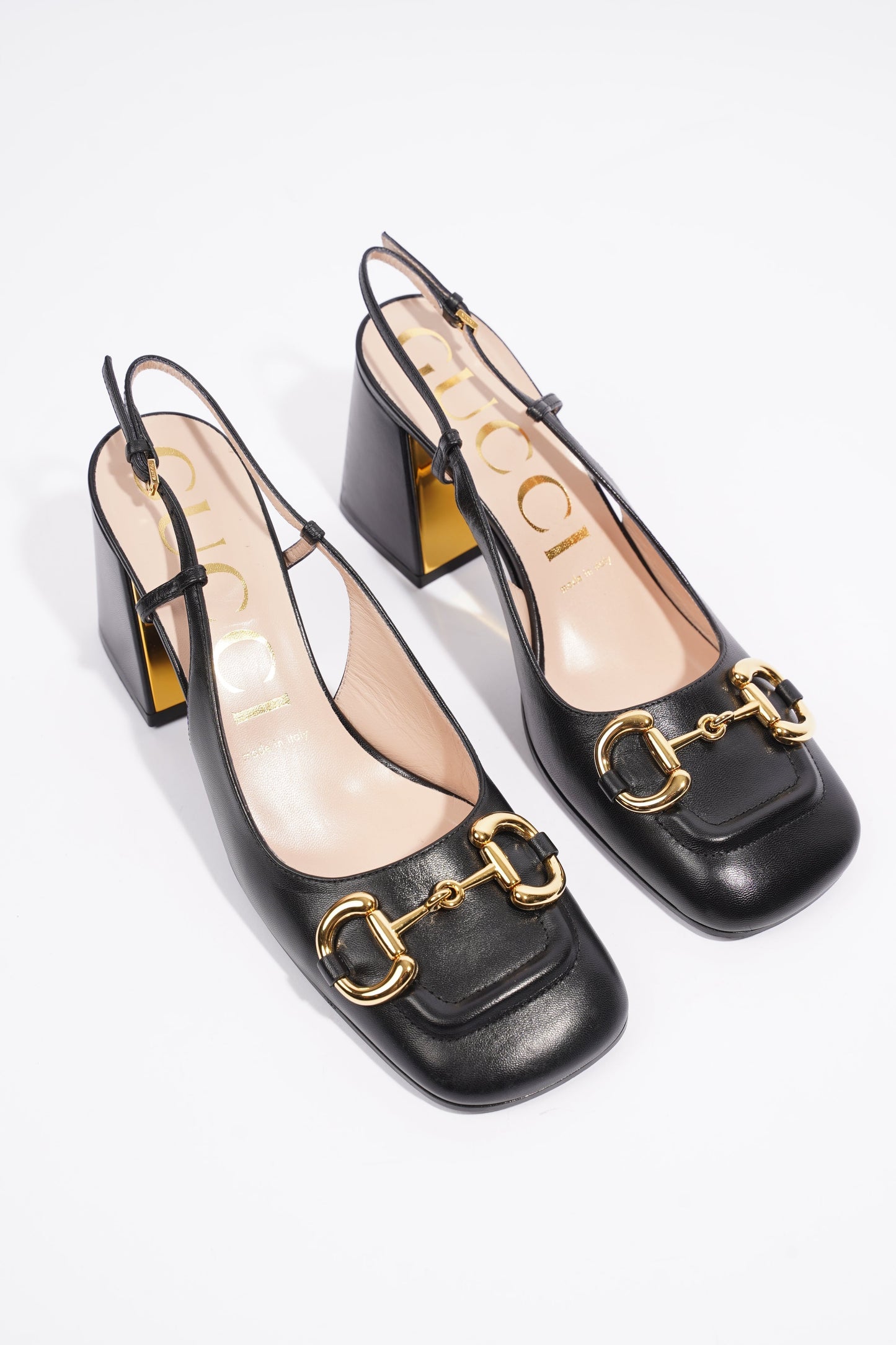 Gucci Mid Heel Sling Back With Horsebit Black Leather EU 38.5 UK 5.5