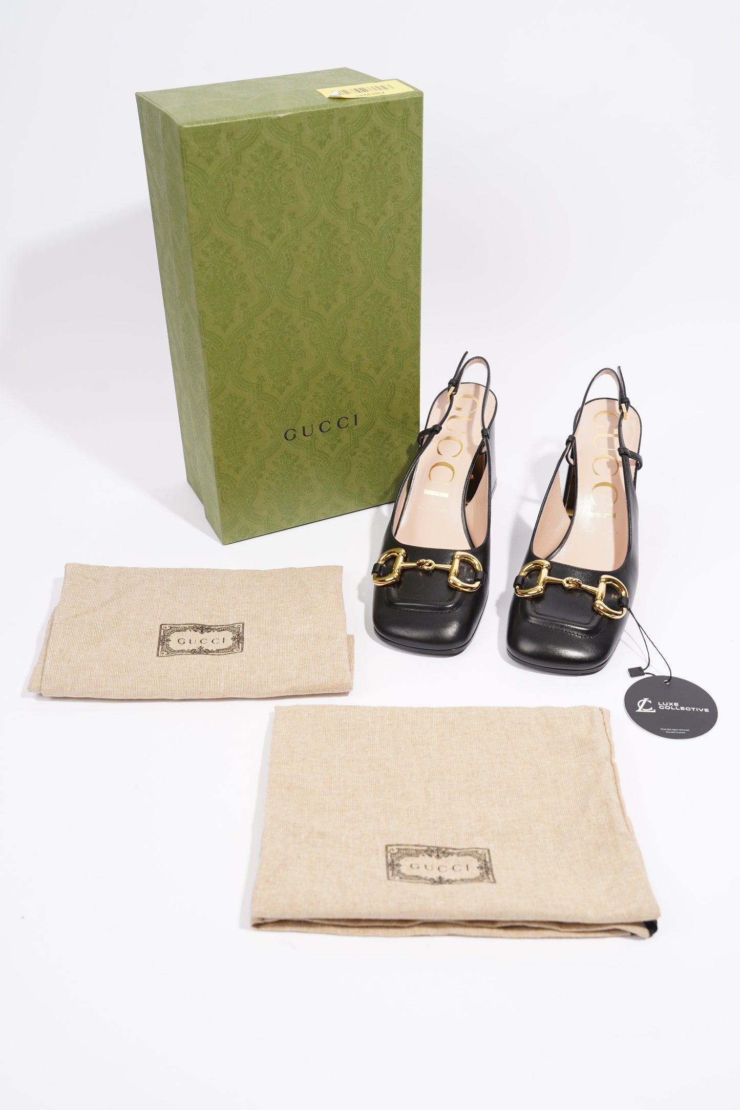 Gucci Mid Heel Sling Back With Horsebit Black Leather EU 38.5 UK 5.5