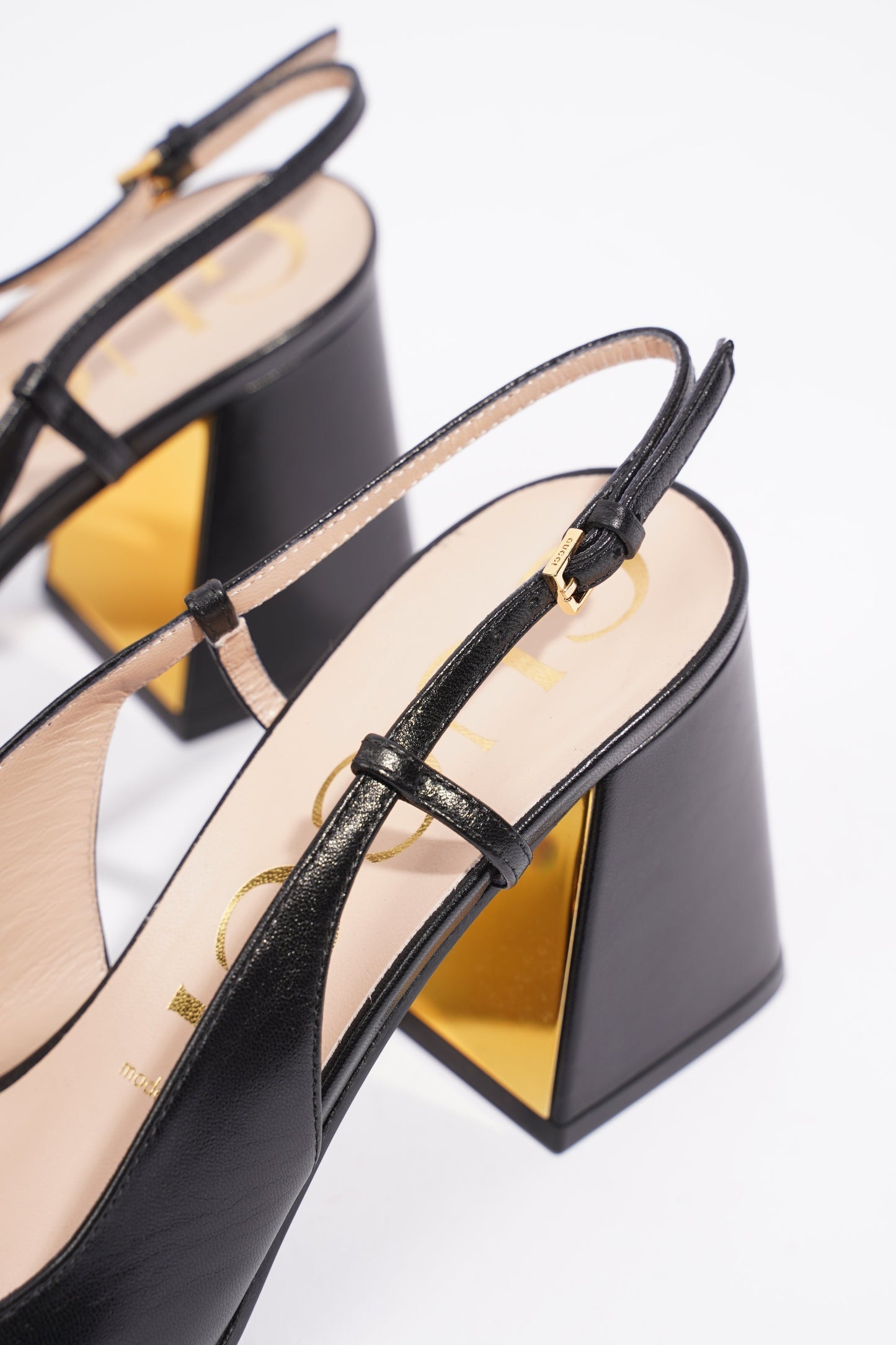 Gucci Mid Heel Sling Back With Horsebit Black Leather EU 38.5 UK 5.5