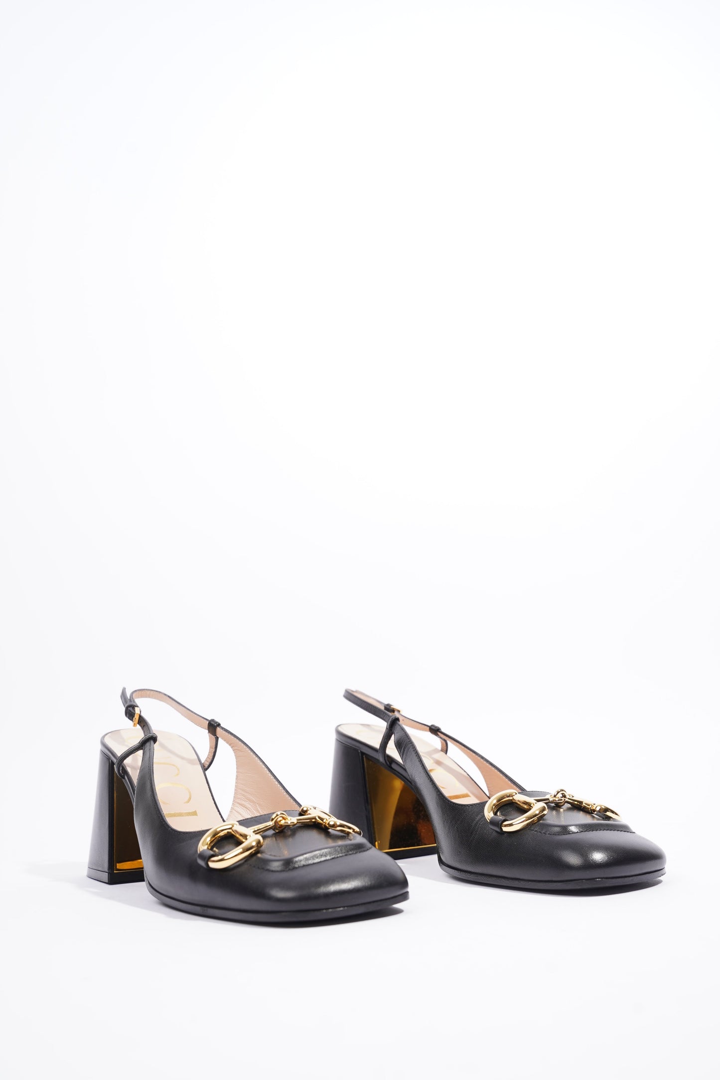 Gucci Mid Heel Sling Back With Horsebit Black Leather EU 38.5 UK 5.5