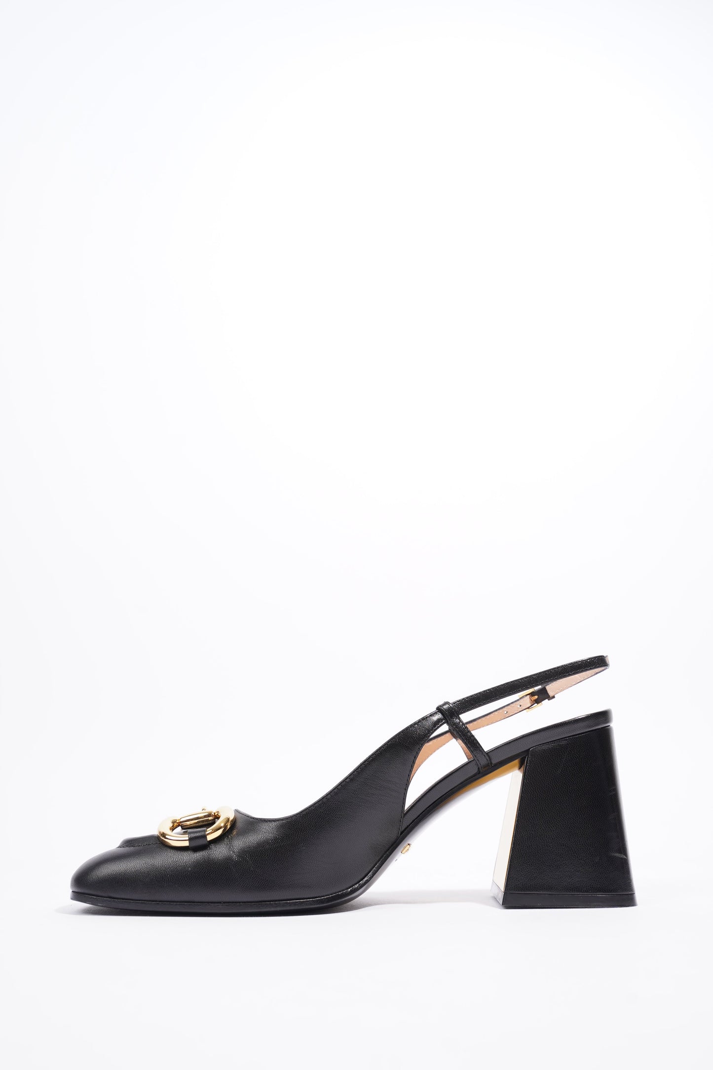 Gucci Mid Heel Sling Back With Horsebit Black Leather EU 38.5 UK 5.5