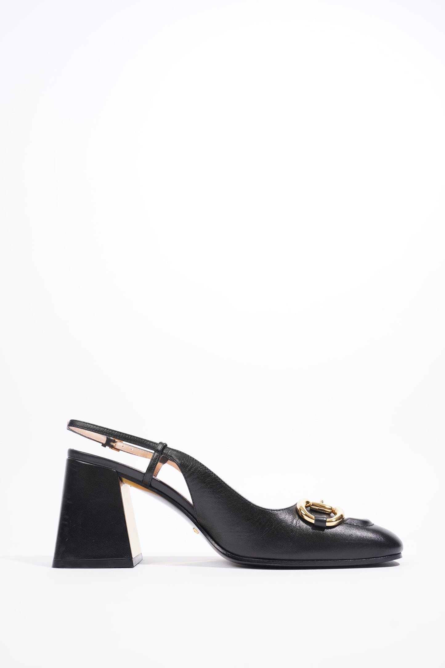 Gucci Mid Heel Sling Back With Horsebit Black Leather EU 38.5 UK 5.5