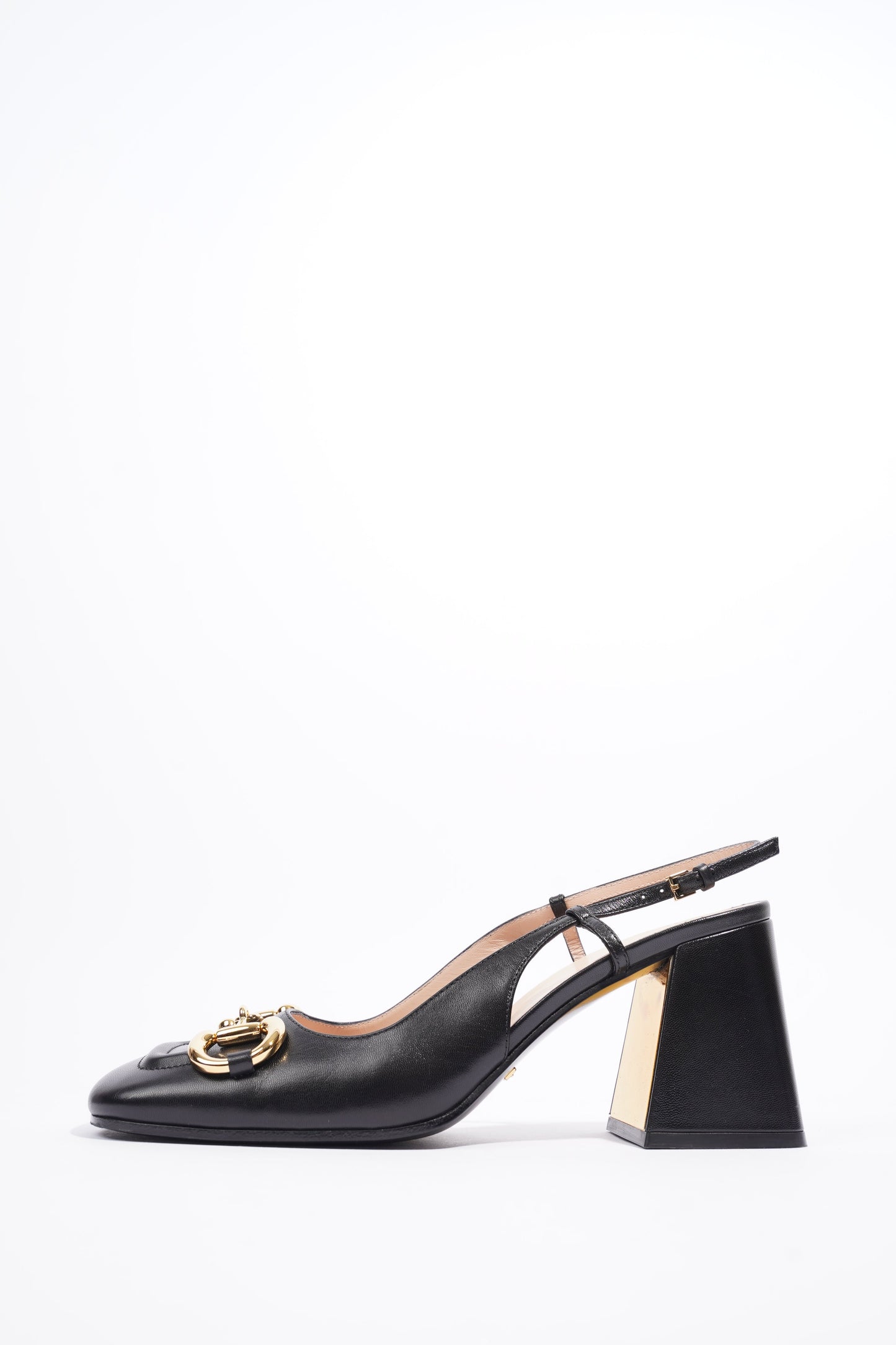 Gucci Mid Heel Sling Back With Horsebit Black Leather EU 38.5 UK 5.5