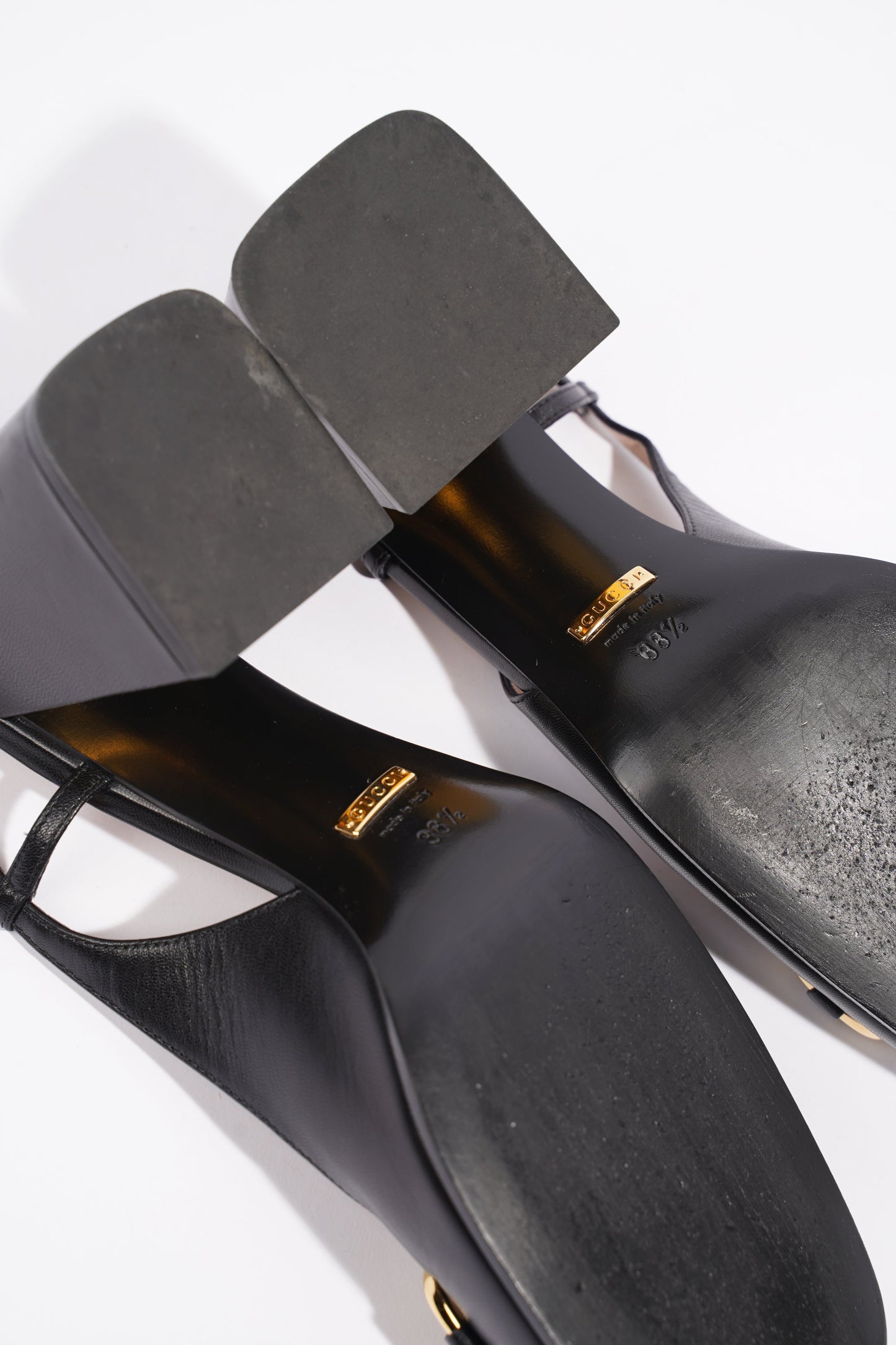 Gucci Mid Heel Sling Back With Horsebit Black Leather EU 38.5 UK 5.5