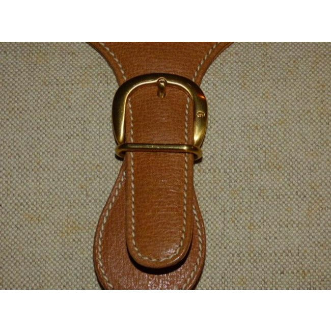 Gucci Jackie Natural Canvas & Camel Leather Satchel