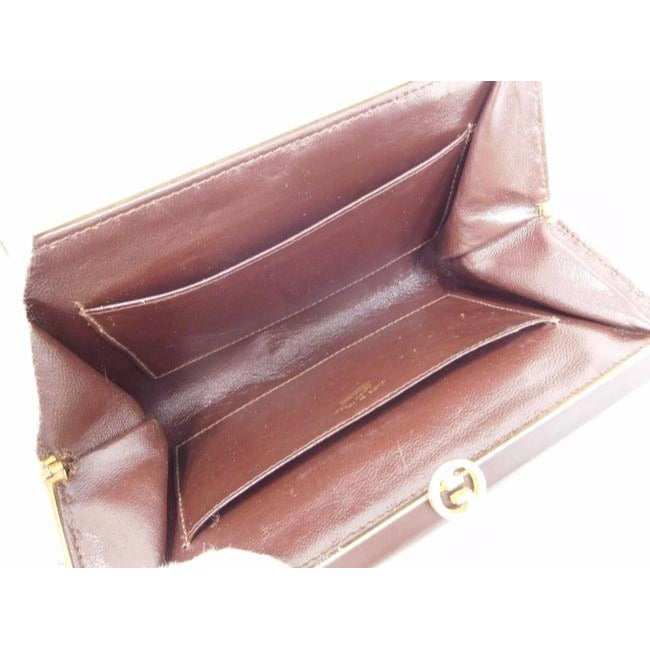 Gucci Interlocking G Chocolate Brown Leather Clutch