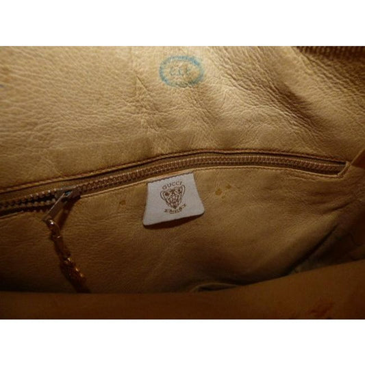 Gucci Vintage Camel Leather With Ivory Accents Satchel