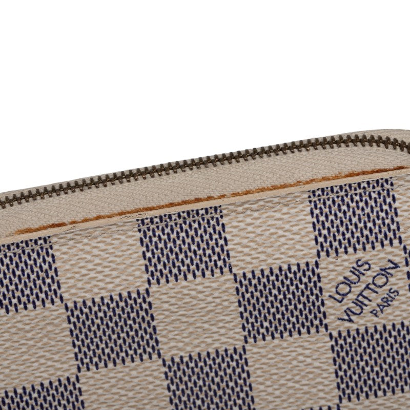 Louis Vuitton Damiere Azur Zipper Coin Coin Coin Box Card Case N63069 White PVC Leather  Louis Vuitton