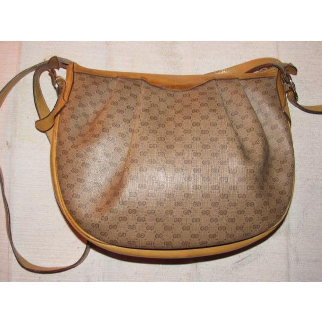 Gucci Sukey Vintage Brown Small G Logo Print Coated Canvas And Camel Leather