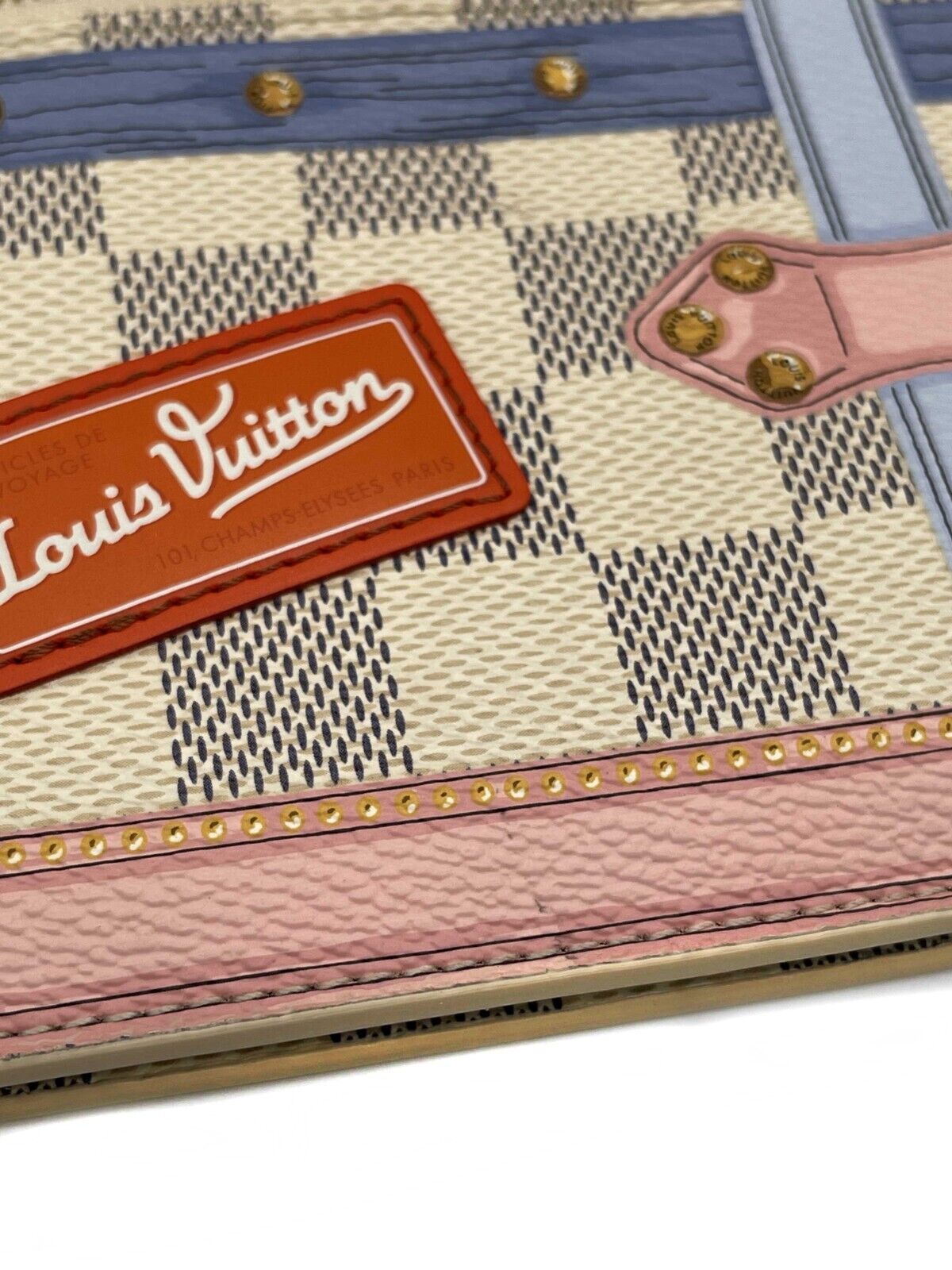 LOUIS VUITTON - Rare Damier Azur Summer Trunks Pochette Weekend Chain Crossbody