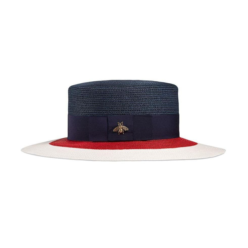 Gucci Papier Wide Brim Hat in Blue Red and White