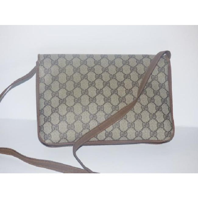 Gucci Vintage Pursesdesigner Purses Brown Large G Logo Print Coated Canvas And Brown Leather Shoulde