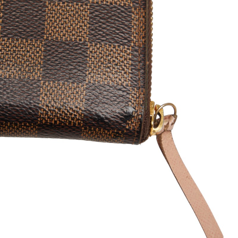 Louis Vuitton Damier Long Wallet Portefeuile Clemence N41626 Rose Pink Brown