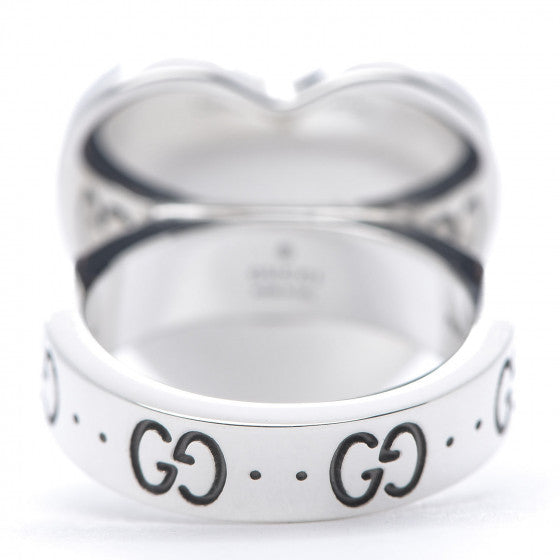 Gucci Enamel Heart Ring in Silver