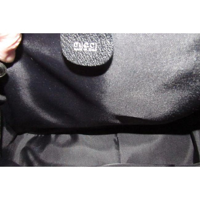 Gucci W Bamboo Line Two Removable Strap Black Leatherchrome Satchel