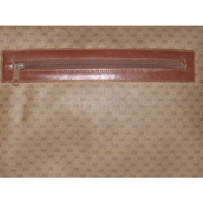 Gucci ,1970's - 1980's, Brown Leather Micro Guccissima Print Coated Canvas & Leather, Vintage XL Envelope Clutch