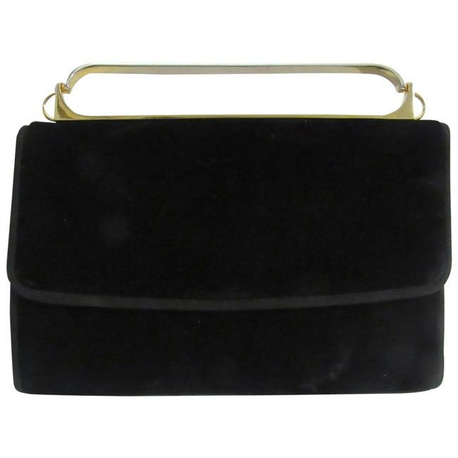 Gucci Evening W Two Way Removable Chain Strap Black Leather Velvet Shoulder Bag