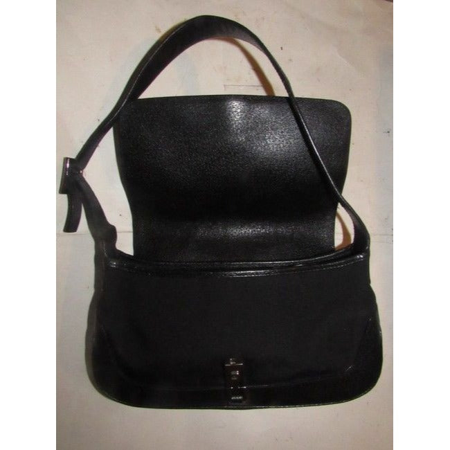 Gucci Jackie Pursesdesigner Purses Black Leather And Black Nylon Fabric Shoulder Bag