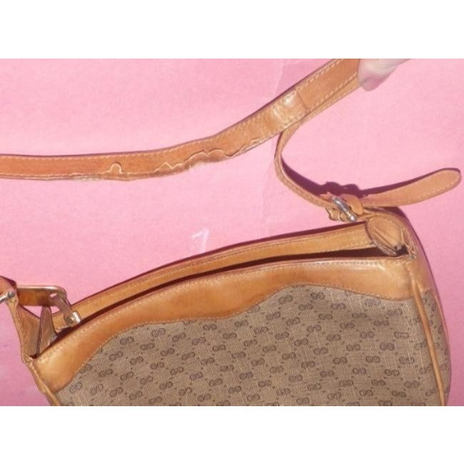 Gucci Vintage Purses Small G Logo Print Coated Canvas And Leather In Shades Of Brown
