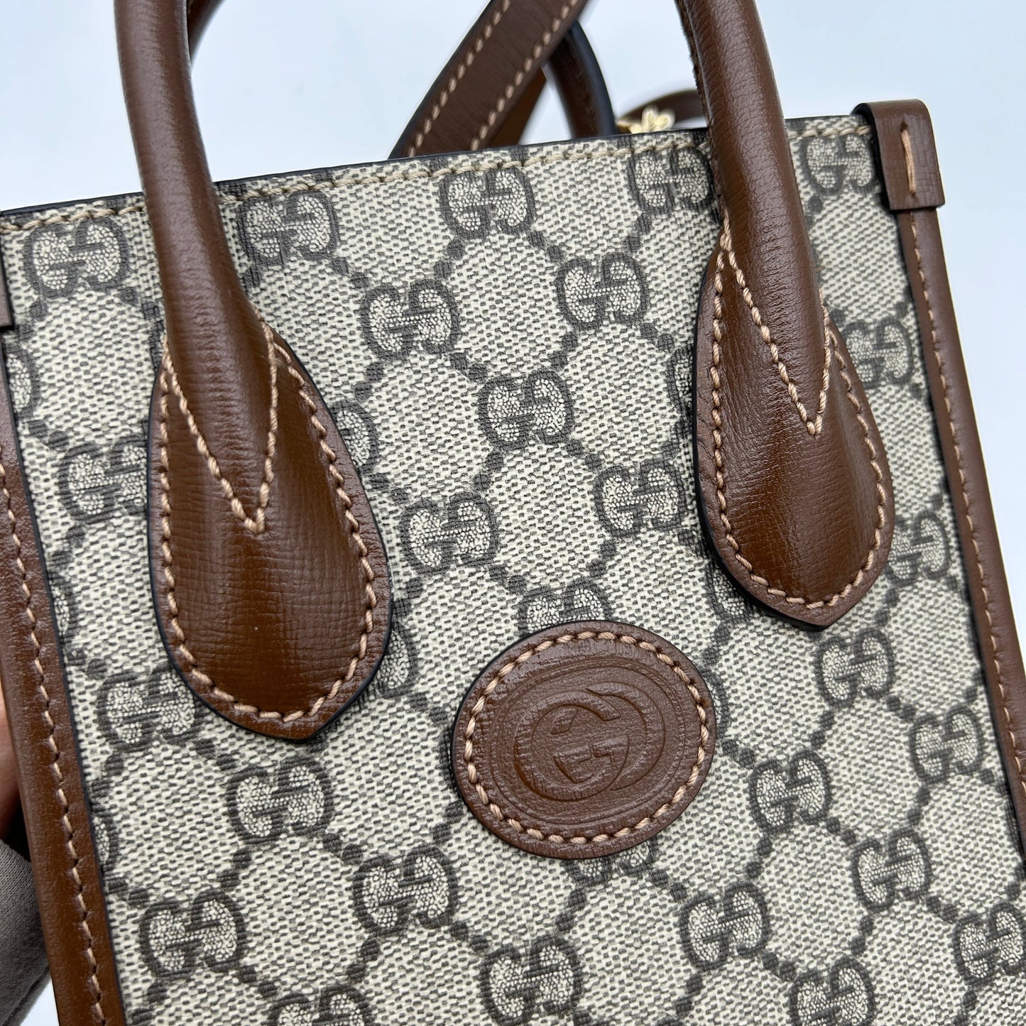 GUCCI Mini Bag With Interlocking G, Beige, GG Canvas 24120201