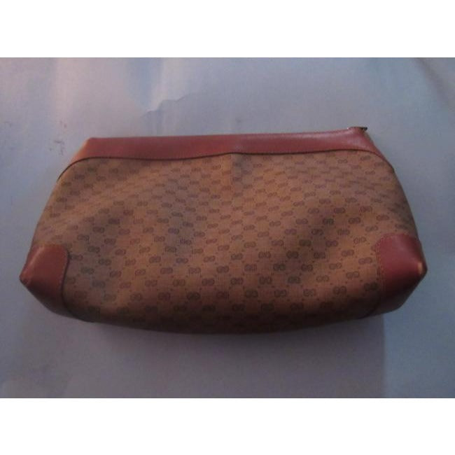 Gucci Vintage Purses Shades Of Brown Leather Canvas Clutch