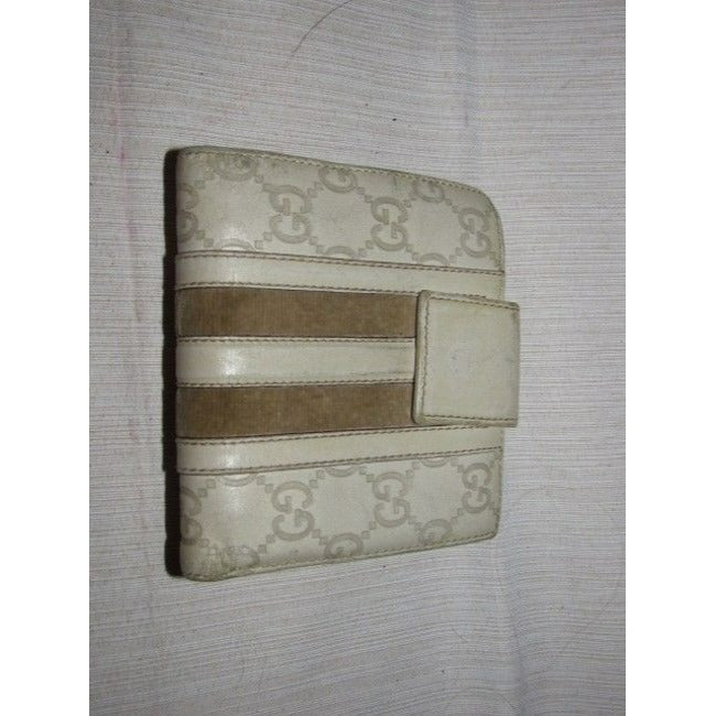 Gucci Guccissma Print Taupe Brown Leather Wallet