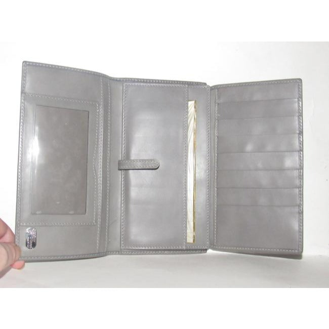 Gucci Black Small G Logo Print On Grey Coated Canvas And Grey Leather Vintage Wallet