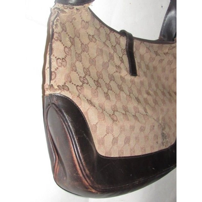 Gucci Jackie Vintage Pursesdesigner Purses Brown Leather And Gg Canvas Shoulder Bag