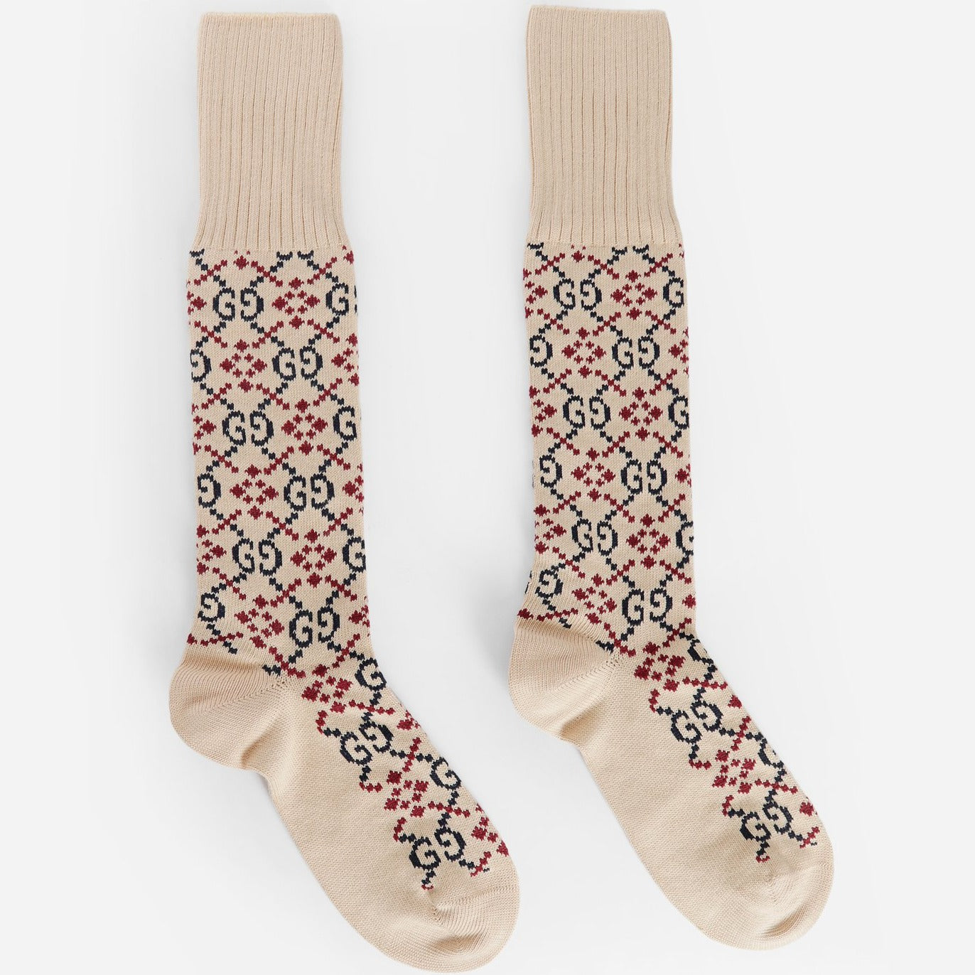 Gucci GG Diamond Socks in Beige