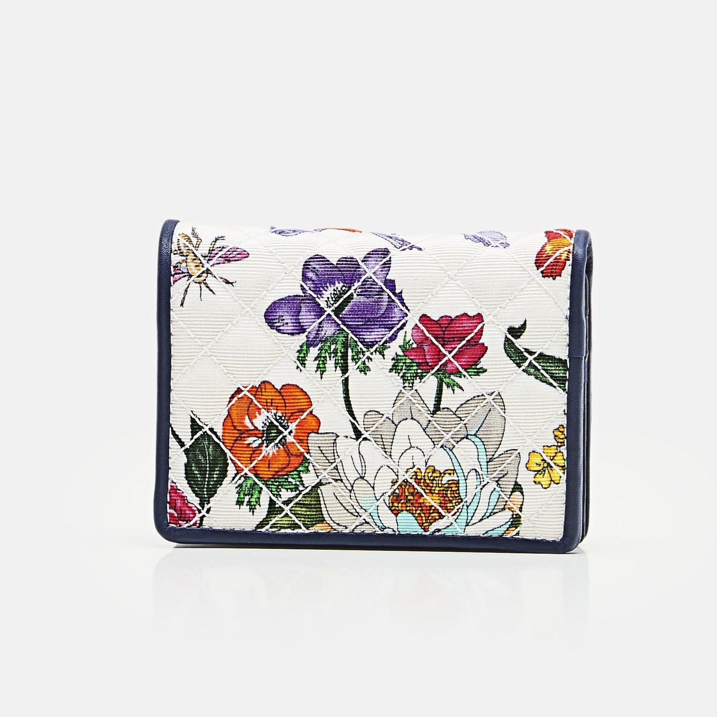 Gucci Trapuntata Floral-print Faille Cardholder in Navy