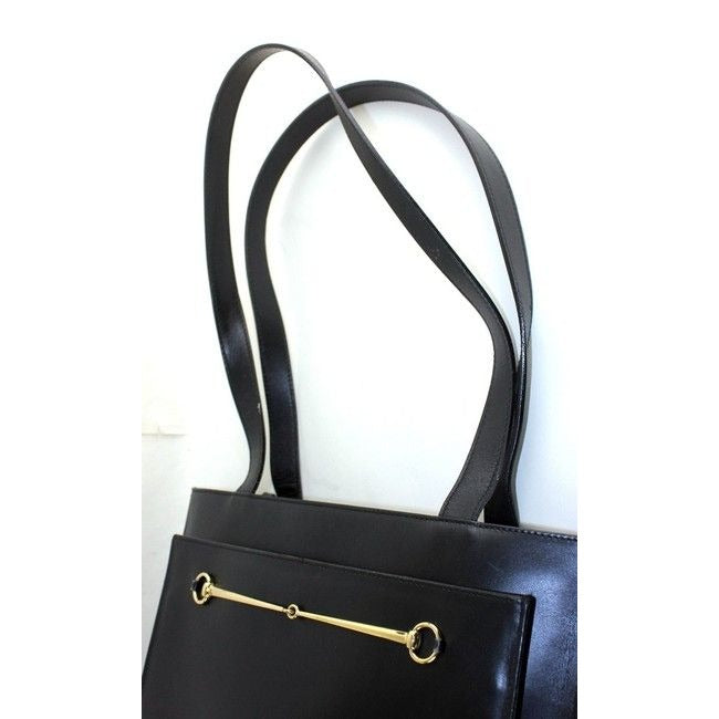 Gucci Tom Ford Era Black Leather Skinny Horse-bit Tote Bag