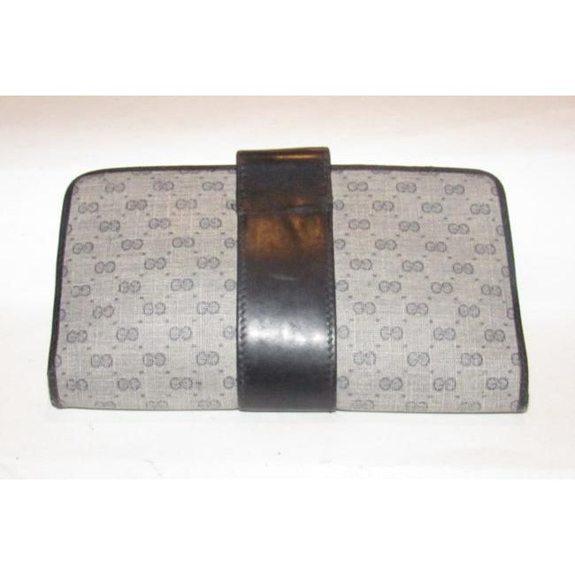 Gucci Blue Small G Logo Print Coated Canvas And Navy Leather With Chrome Accents Vintage Collection