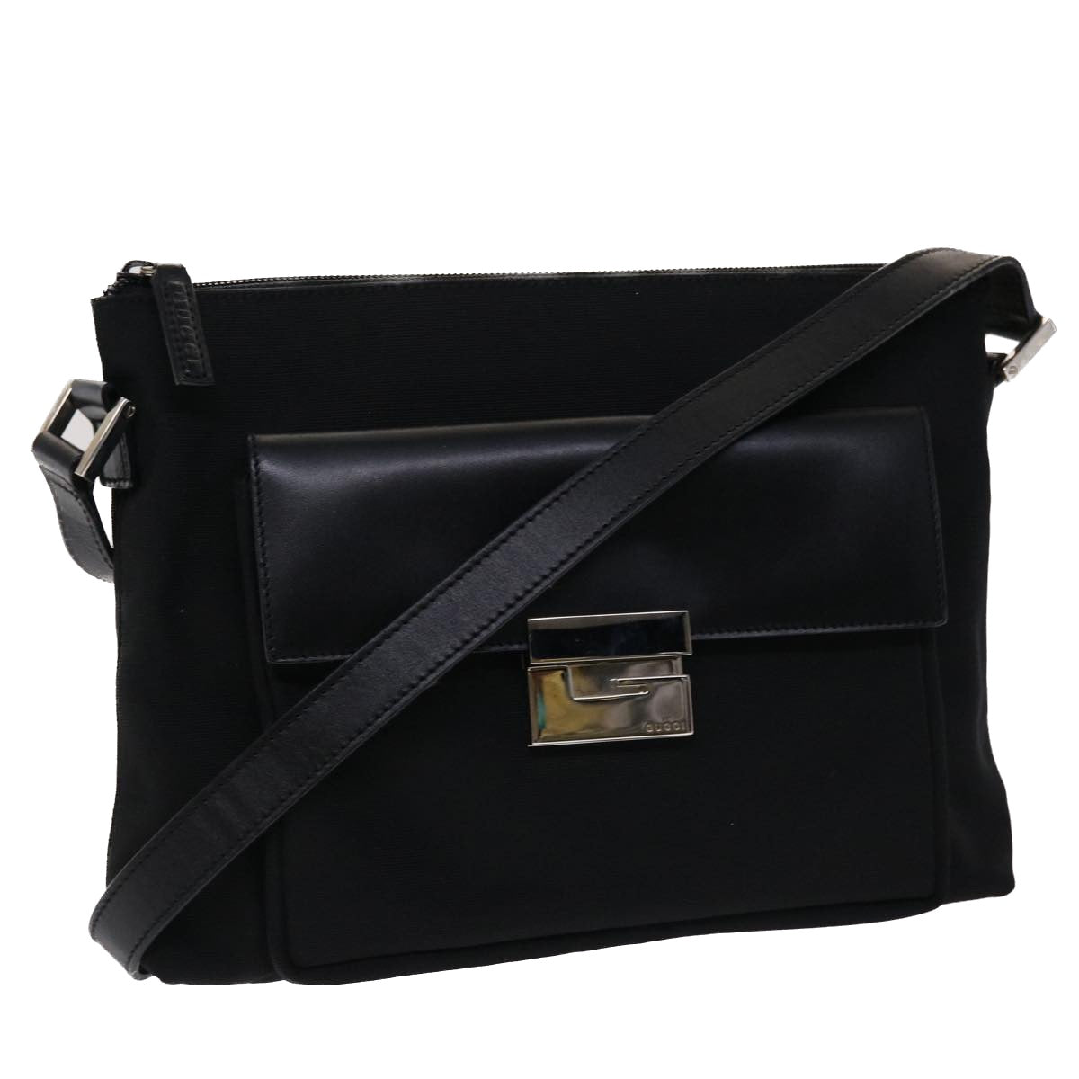GUCCI Shoulder Bag Nylon Leather Black 00228650504  ac2038