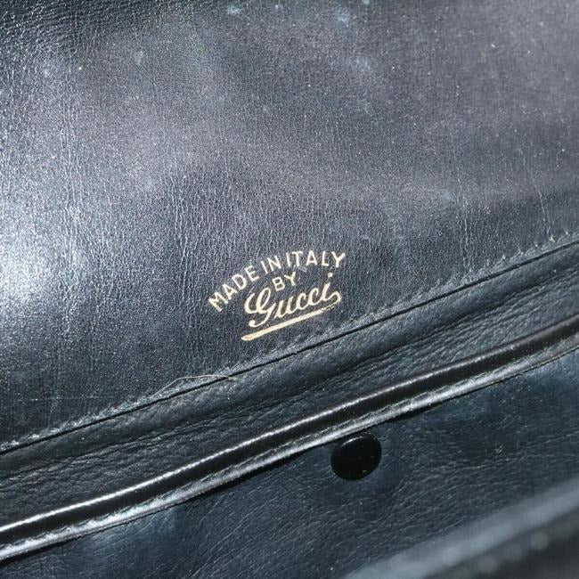 Gucci Soft Black Leather Bucket Bag Pouch With Enamel Buckle Accents