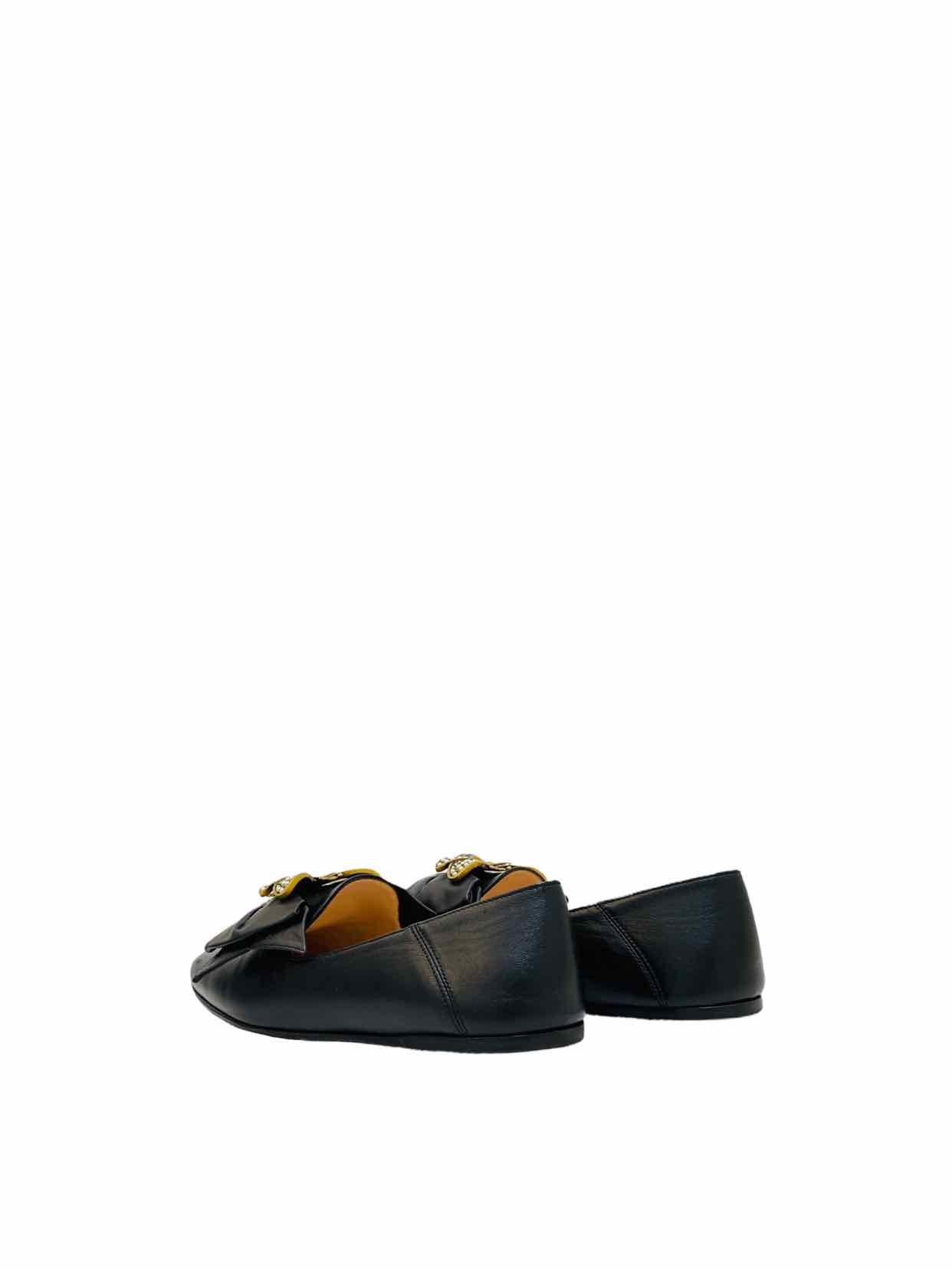 GUCCI Queen Margaret Bee Black Flats
