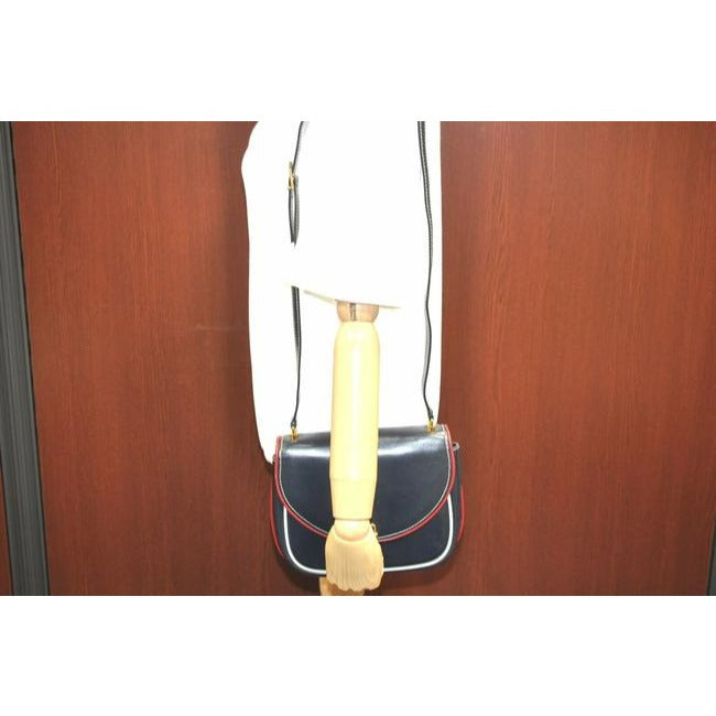 Gucci Handle Bucket Bag Padlock Xl W Gold Navy W Redwhite Trim Leather Satchel
