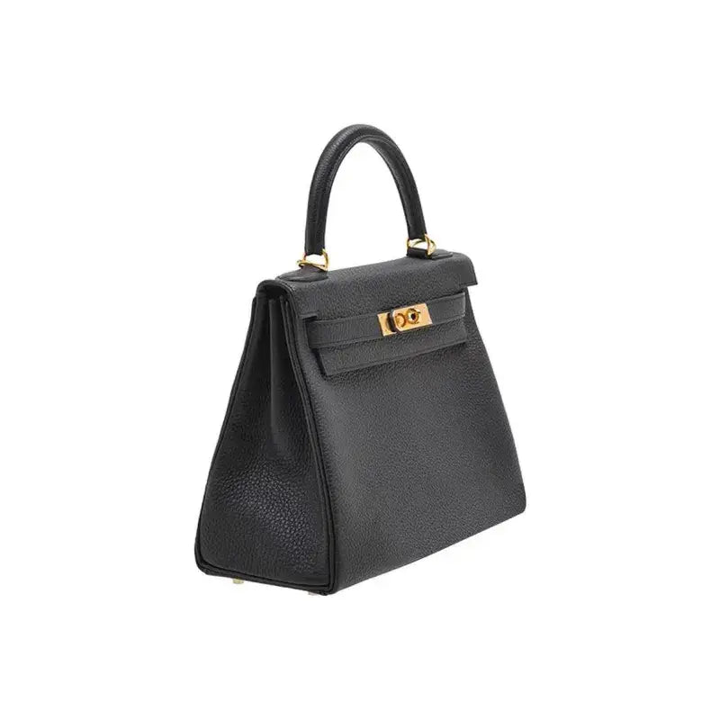 HERMES Kelly 25 black Togo leather Bag Handbag (25,28)