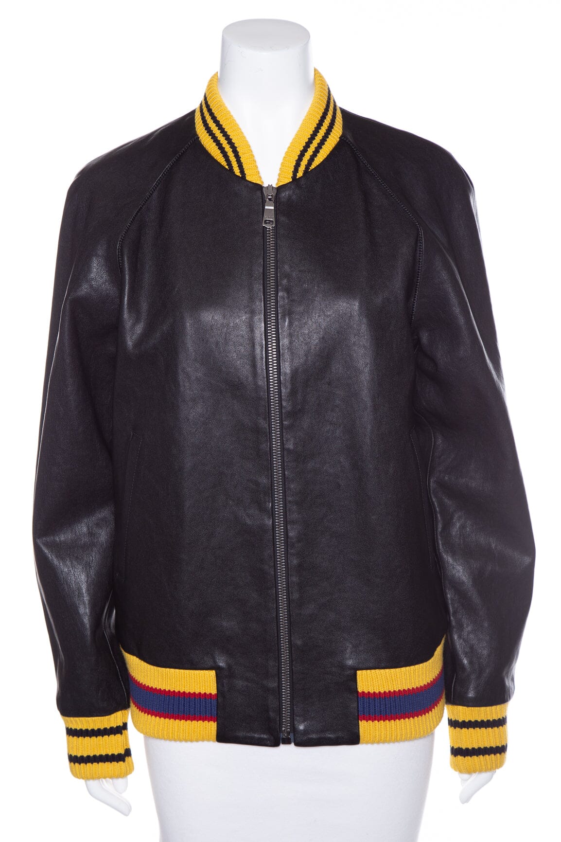 Gucci Black Leather "Blind For Love" Tiger Jacket SZ 48