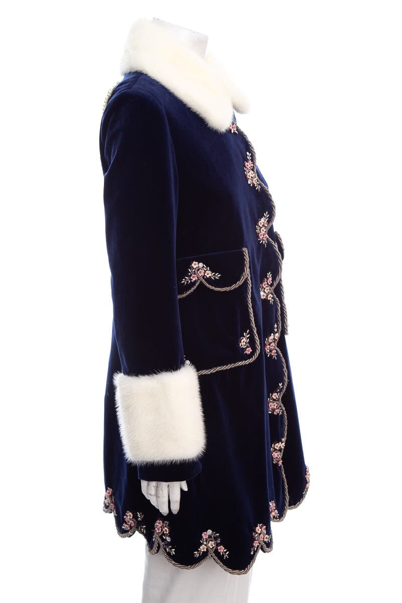Gucci Navy Velvet &  Embroidered Embellished Coat SZ 42