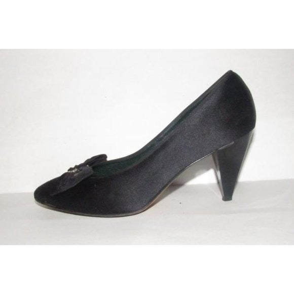 Gucci Black Satin Over Leather w Rhinestone Accent