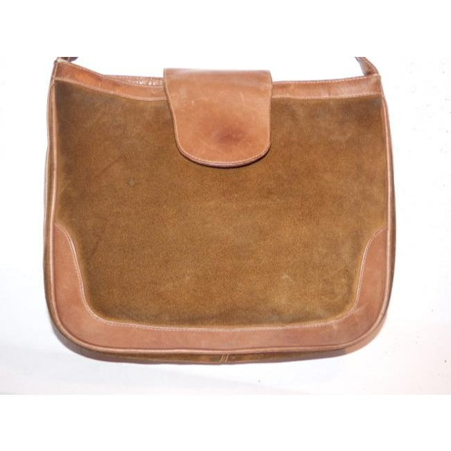 Gucci Vintage Brown Suede Camel Leather Hobo Bag