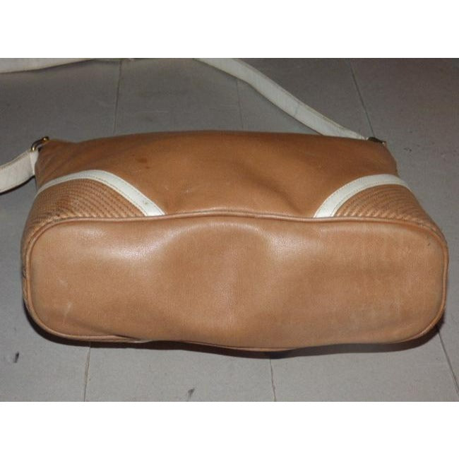 Gucci Vintage Camel Leather With Ivory Accents Satchel