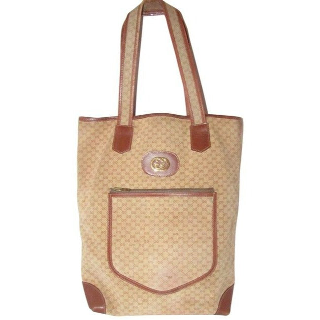 Gucci Micro Guccissima Print Suede Leather Shades Of Brown Tote