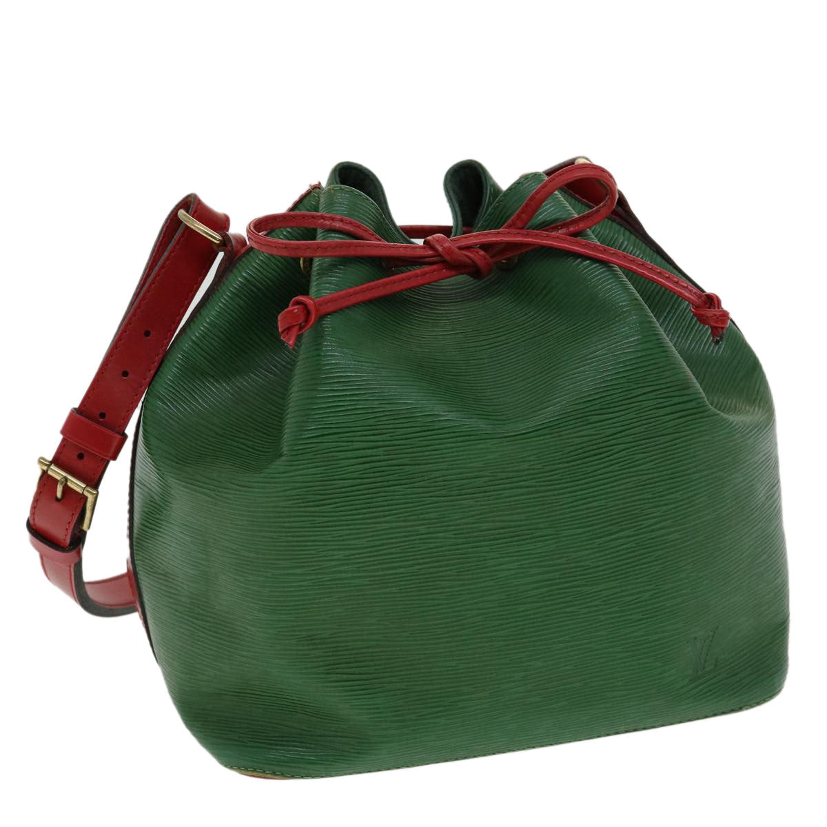 LOUIS VUITTON Epi Petit Noe Bicolor Shoulder Bag Green Red M44147 LV Auth ai476