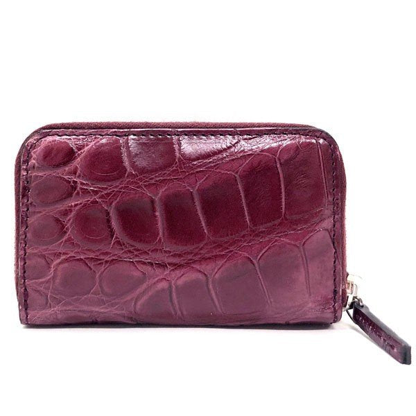 Gucci Crocodile Zip Around Card Case in Cherry Red