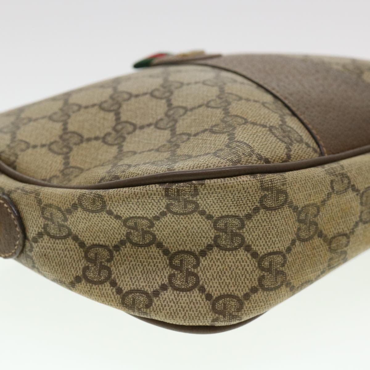 GUCCI GG Canvas Web Sherry Line Clutch Bag Beige Red Green  am4114