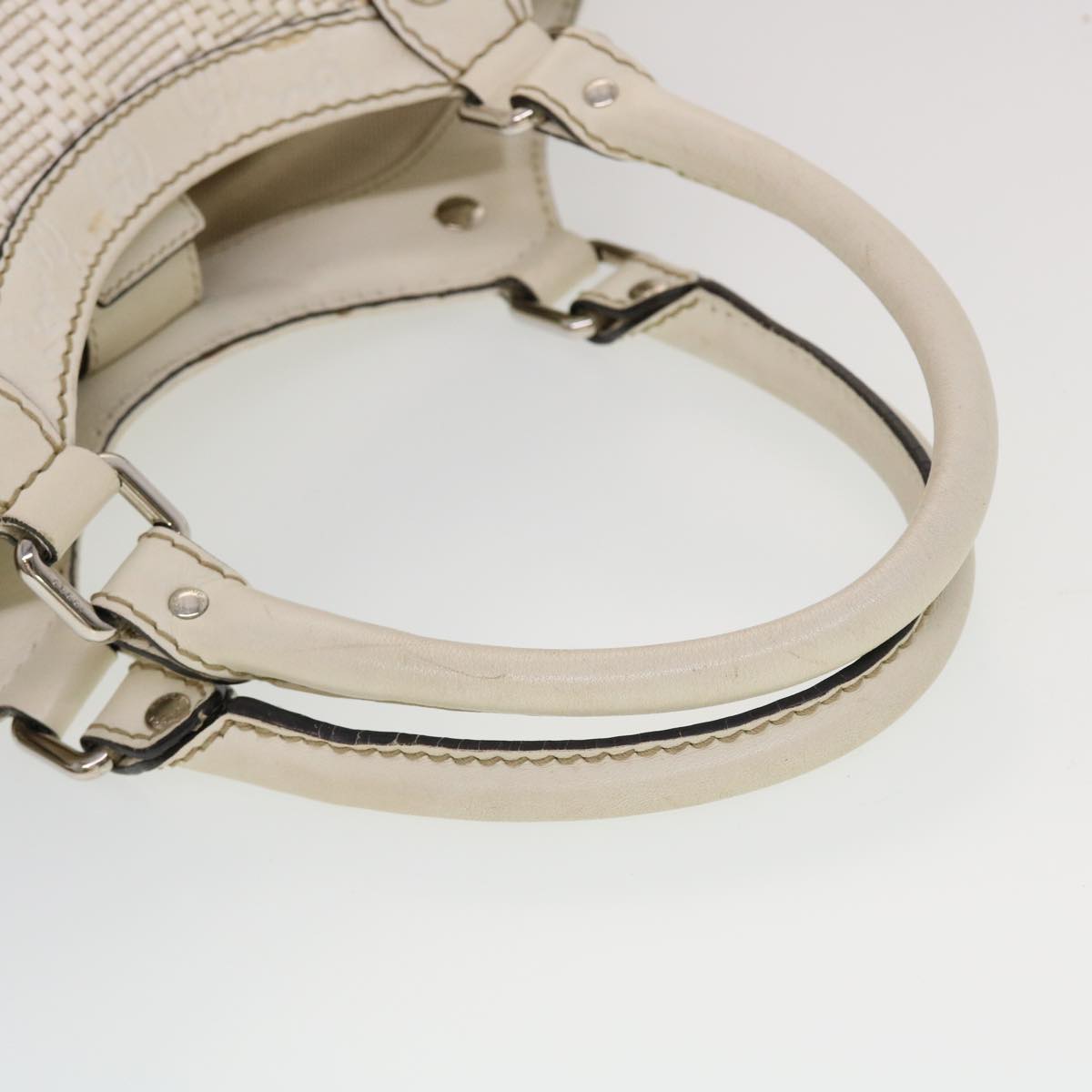 Gucci Diamante GG Canvas Hand Bag Leather White 211944  am4493