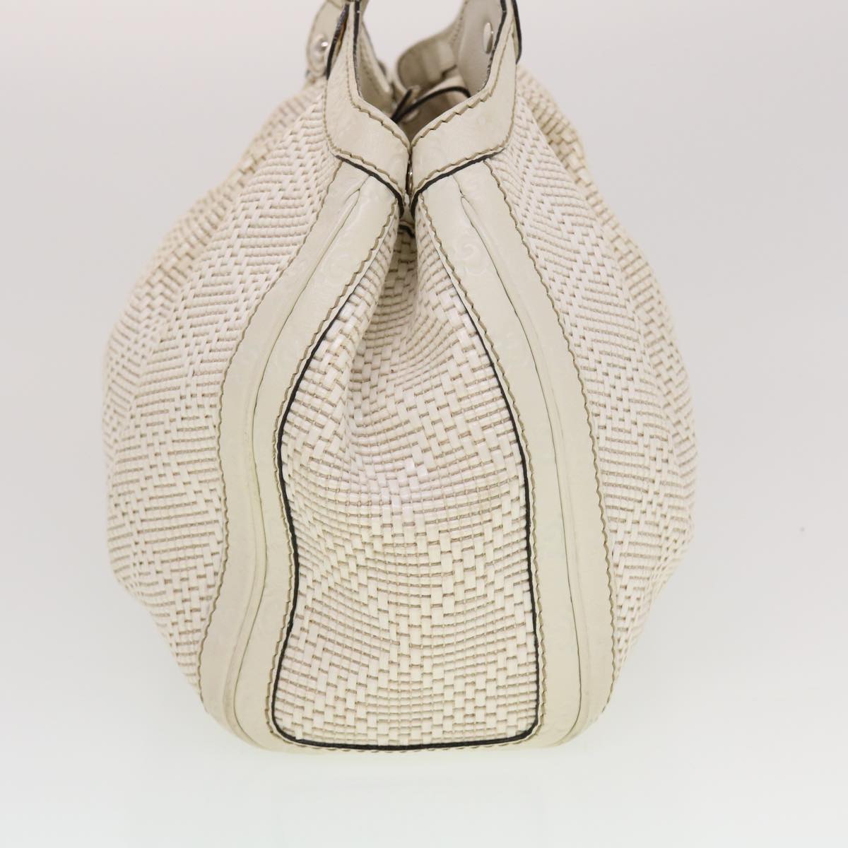 Gucci Diamante GG Canvas Hand Bag Leather White 211944  am4493