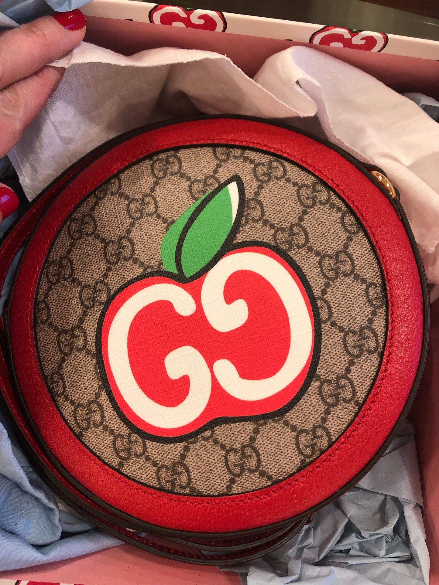 Gucci GG Supreme Canvas Apple Round Shoulder Bag